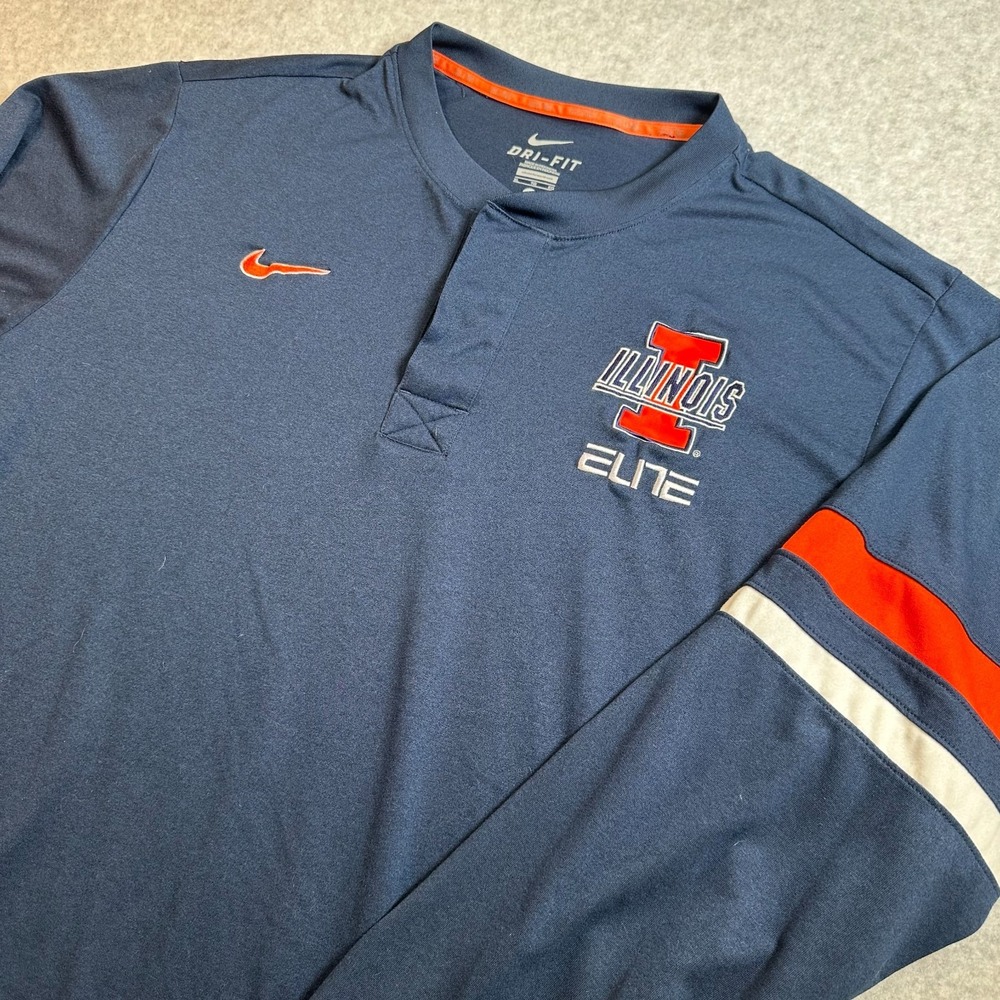 Nike Dri-FIT Elite Illinois Fighting Illini Henley Long Sleeve Pullover Men's XL